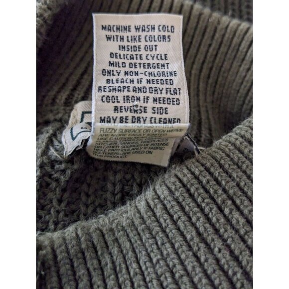 LL Bean Sweater Mens XL Tall Green Henley Cotton Ribbed Knit Pullover Outdoors - Picture 4 of 4